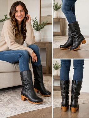 UGG Australia Lynnea Sheepskin Clog Boots Women's US 10 EU 41 1958 Black Studded